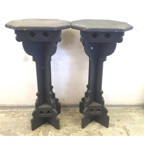 154 - 2 Black Gothic Style Plant Stands W:58.5xD:47xH:122cm (F A4/5)