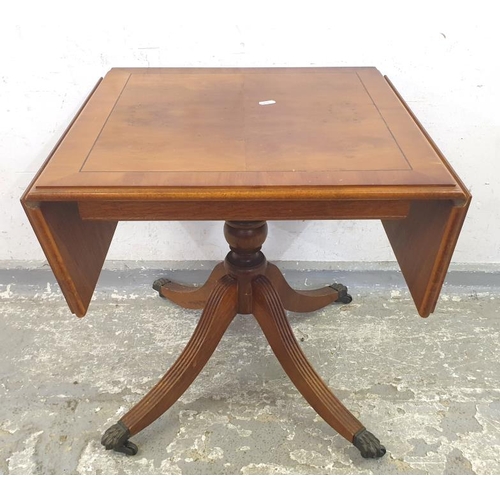 63 - Drop Flap Table Yew Wood Side/End Table on splayed supports (A1)