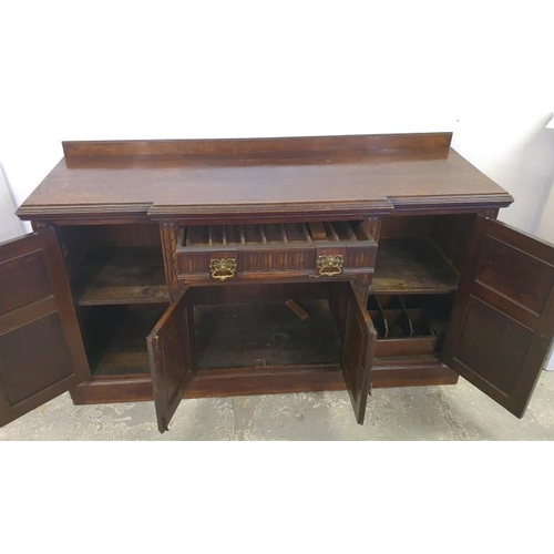 81 - Antique/Edwardian Carved Sideboard with brass handles, 2 drawers & 2 cupboard doors banks by 2 doors... 