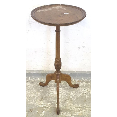 86 - Tripod Occasional Table/Wine Table the top with raised edge & leaf carved stem (A2)