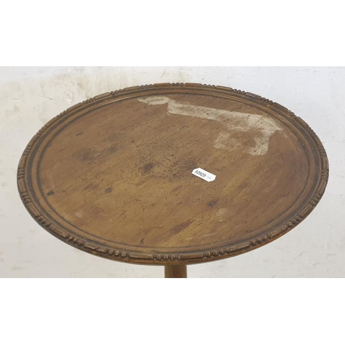 86 - Tripod Occasional Table/Wine Table the top with raised edge & leaf carved stem (A2)
