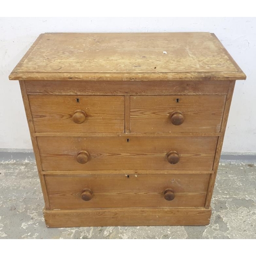 88 - Antique/Victorian Pine Chest of Drawers, 2 Short & 2 Long (A8)