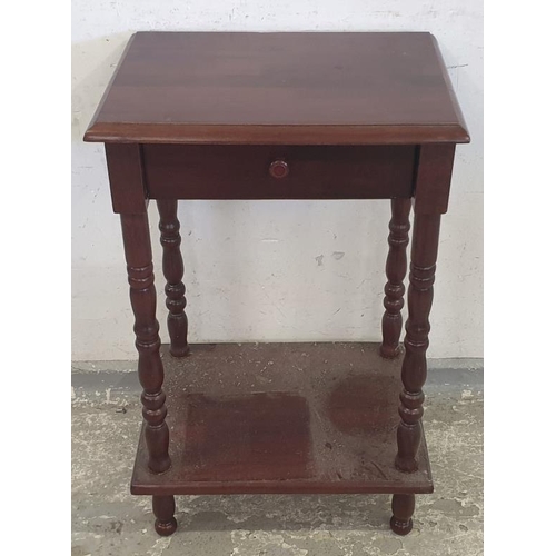 96 - Circa 1900's Square Side Table with single drawer on baluster turned supports (A9)