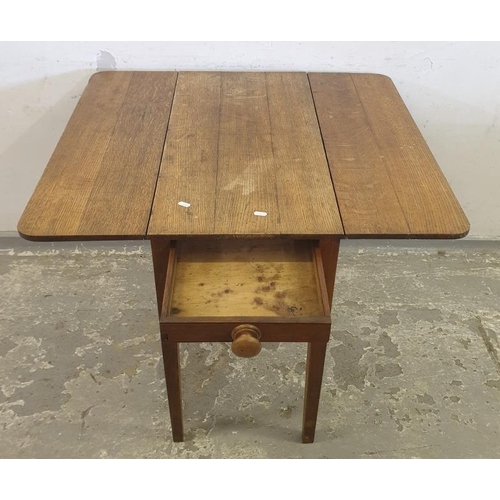 121 - Oak Drop Flap Table with Single Drawer (A7)