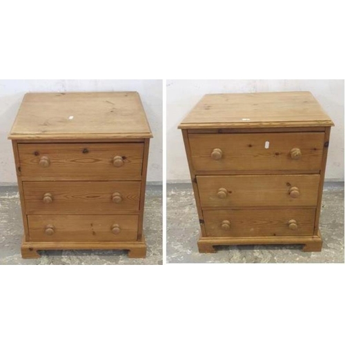 59 - Pair of Pine Bedside Cabinets with 3 drawers (A1)