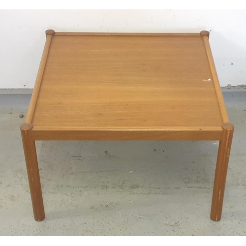 2 - Low Retro Teak Square Coffee Table on circular section supports (BWR)