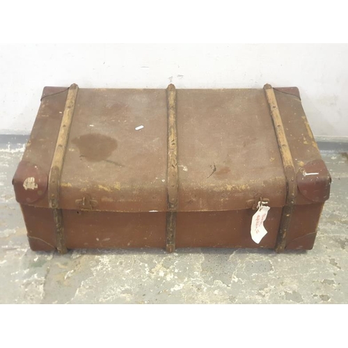 18 - Wooden Bound Travelling trunk approx. 83cm x 49cm x 29cm (A14)