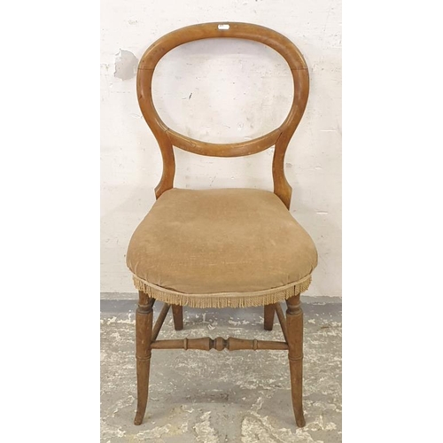 38 - Single Victorian Hoop Backed Bedroom Chair, kicked out supports with stretcher (A4)