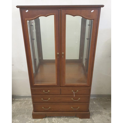 159 - Mirrored Back Display Cabinet with 2 short & 2 long drawers, glazed to section with 3 shelves, Appro... 