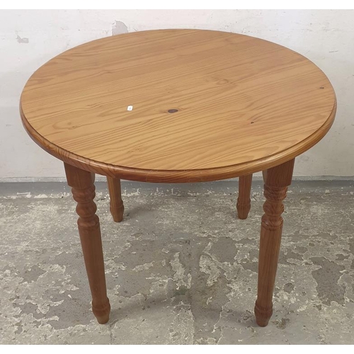 164 - Circular Pine Table on turned supports approx. Dia. 90cm x H75cm (A10)