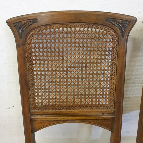 170 - 2 Art Nouveau Caned Side Chairs on square section spade footed supports (2) (A6)