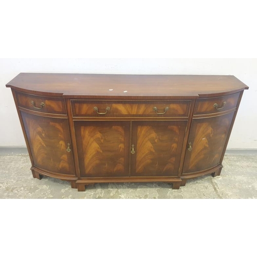 177 - Regency Style Bow Fronted 4 Door Side Cabinet/Sideboard with 1 central drawers, 2 drawers to either ... 