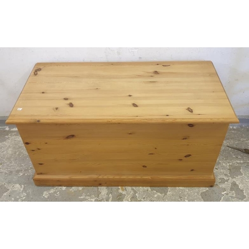 182 - Pine Storage Trunk/Chest on plinth base W91cm x D44cm x H47cm (A8)