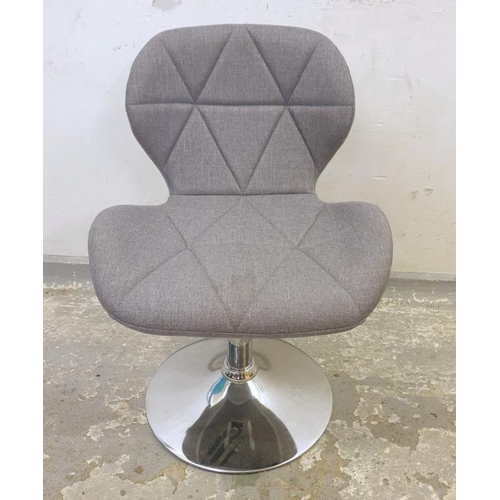 227 - Charles Jacobs Style Adjustable Swivel Chair on chrome disc base with grey upholstered seat (A5)