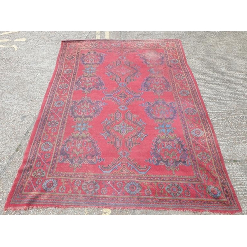213 - Turkish/Ushak Style Red/Blue/Green Woven Rug (S)