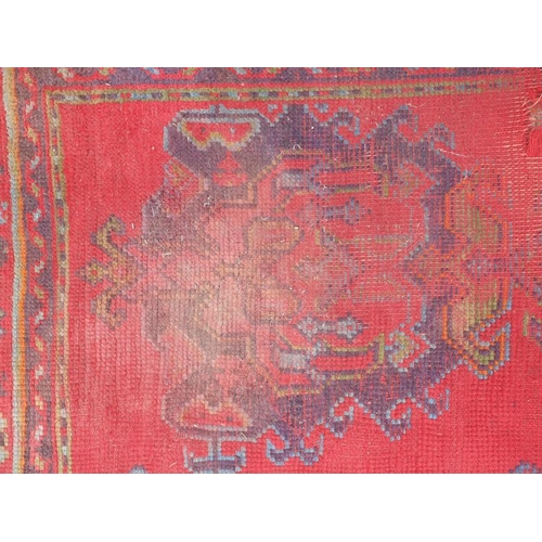 213 - Turkish/Ushak Style Red/Blue/Green Woven Rug (S)