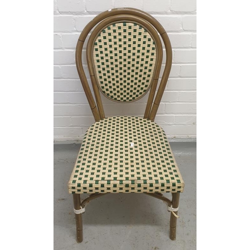 228 - Set of 6 Continental Cafe/Bistro Chairs with green/white woven seats & backs (FWR)