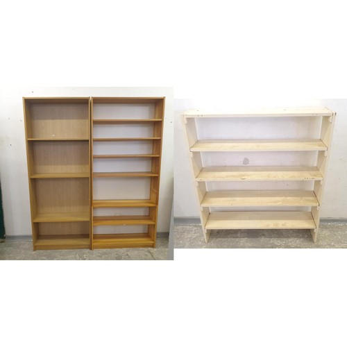 46 - Open Painted Shelves, No back & 2 Ikea Bookcases width 81cm depth 28cm height 203cm (3) (A14)
