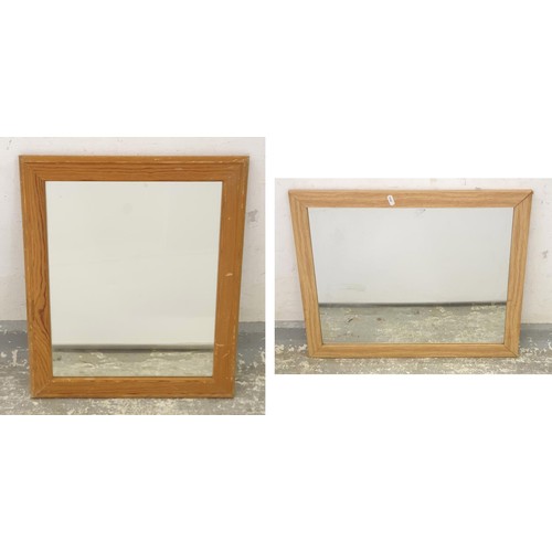 50 - Light Oak Framed Rectangular Wall Mirror approx. 58cm x 48cm & Pine Framed rectangular wall mirror a... 