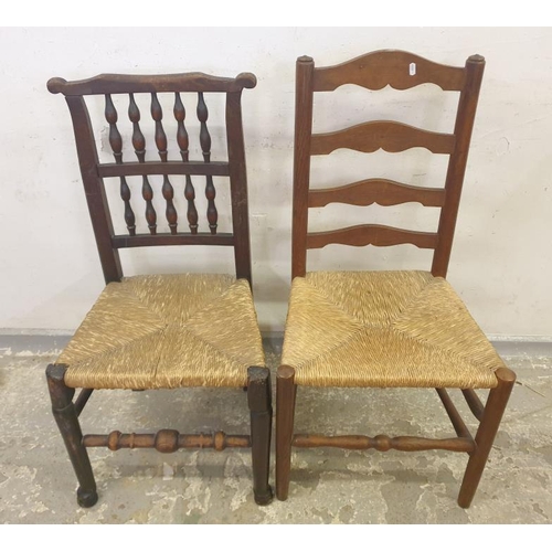 80 - Lancashire Rush Seated Side/Dining Chair & Ladder Back Rush Seated Chair & Rectangular Side Table W5... 