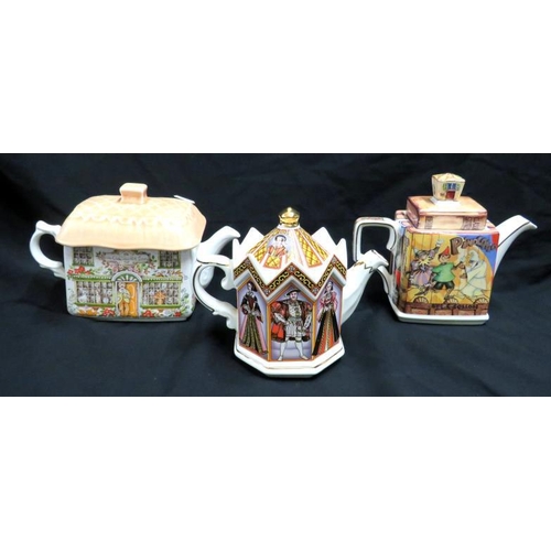 3 Sadler Teapots, Henry VIII & His 6 Wives, Classic Stories Pinocchio & Ye Olde Teapot Inn (3)