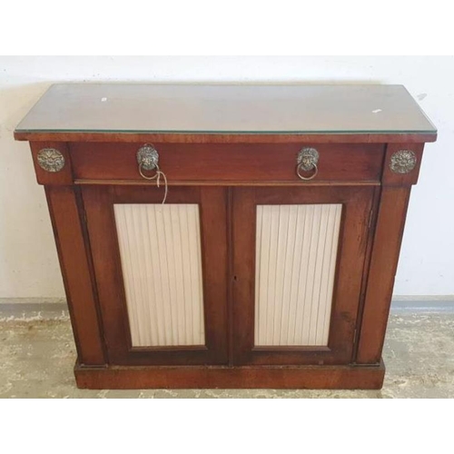 17 - Regency Mahogany Chiffonier with lion mask handles, single drawer over 2 cupboard  doors (A1)