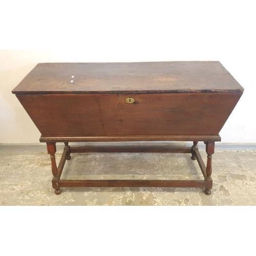 23 - Antique Dough Trough/Bin with panelled plank top turned supports (A5)