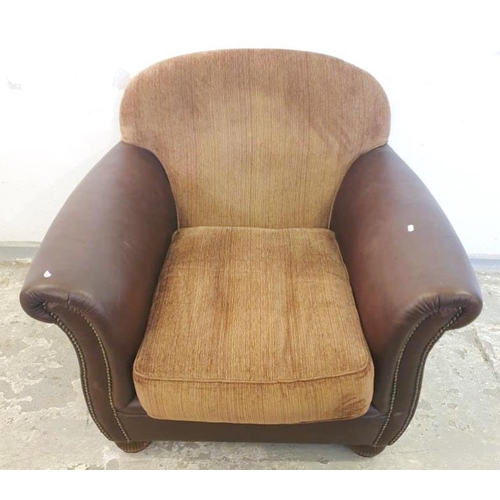 41 - Armchair with Leather studded arms & fabric seat (FWL)