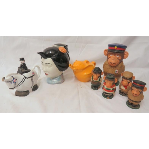 Chimpanzee Pg Tips Egg Cups Novelty Elephant Teapot Geisha Girl Teapot And Wade Dressage Teapot 8554