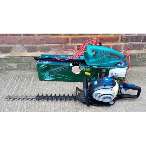 Bosch Electric Hedge Trimmer & MacAllister Petrol Hedge Trimmer (2)