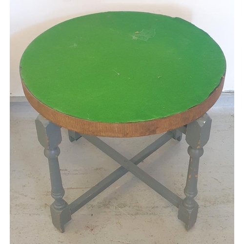 14 - CWS Ltd Enfield Circular Folding Table with grey painted legs, baize covering to one side approx. 56... 