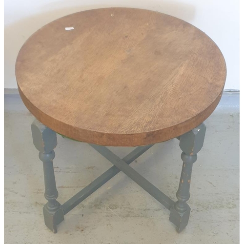 14 - CWS Ltd Enfield Circular Folding Table with grey painted legs, baize covering to one side approx. 56... 