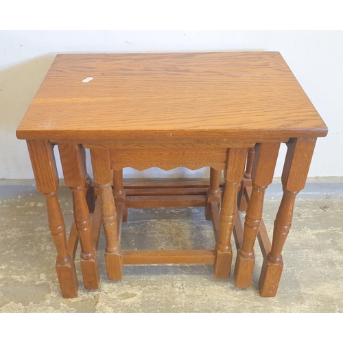 22 - Nest of 3 Oak Old Charm Jacobean Style Tables (A1)