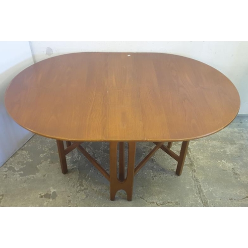 27 - Mid 20th Century Design Scandinavian Jentique Style Teak Oval Drop Leaf Gateleg Butterfly Dining Tab... 