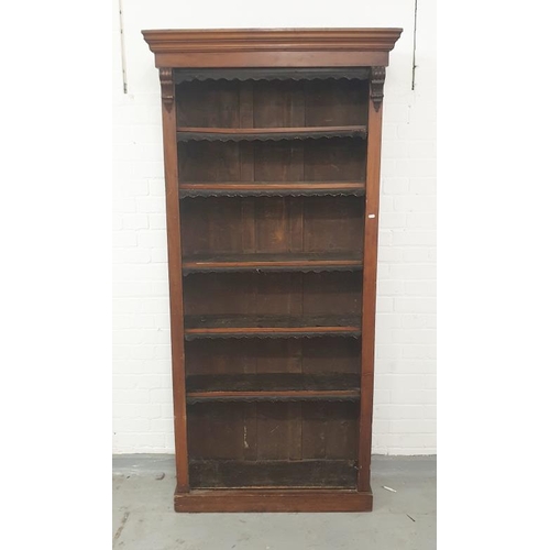 8 - C19th Tall Standing Open Bookshelves with plinth base, small cornice, corbels approx. 97cm W x 33cm ... 