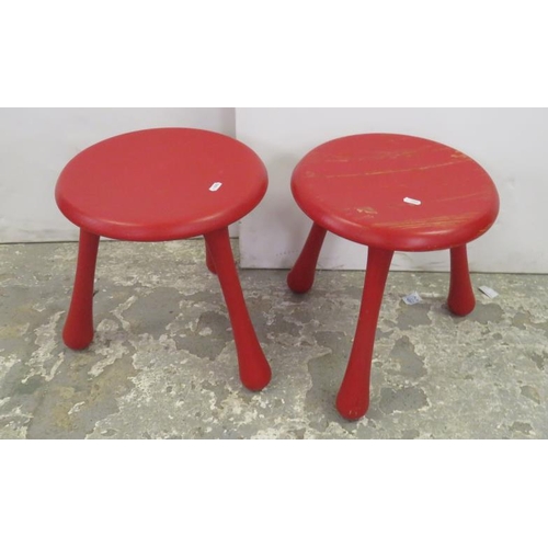 291 - 2 Ingvar Kamprad Red Circular Stools (2) (A8)