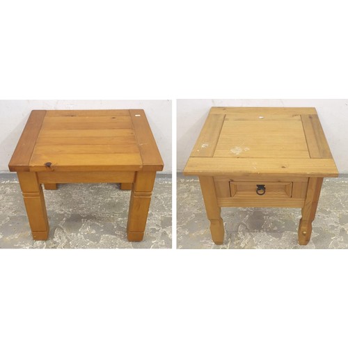 67 - Square Pine Lamp Table with drawer approx. 58cm W x 58cm D x 54cm H & Square Pine Coffee/Lamp Table ... 