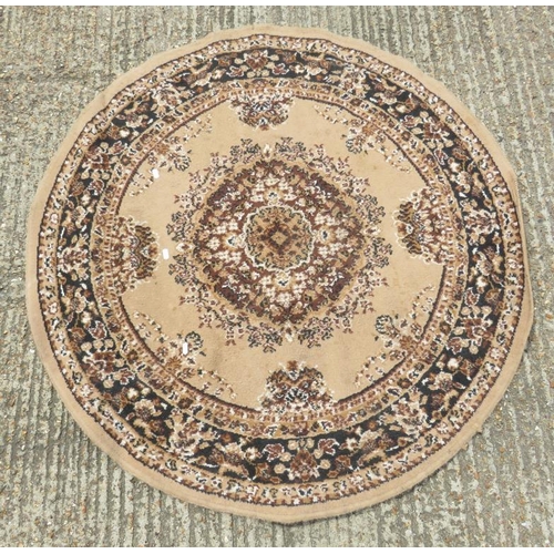 17A - Medallion Circular Rug, beige/black, approx. 120cm Dia. (BW)