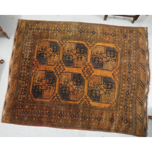 2A - Golden Afghan Rug, orange/blue approx. 172cm x 135cm (A12)