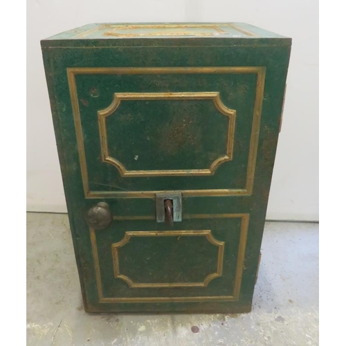 3 - C19th Strong Box with key painted green (A12/13)