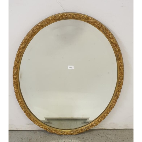 52 - Oval Gilt Framed Bevelled Wall Mirror 45cm x 55cm (A8)