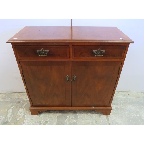 113 - Yew Wood Regency Style Sideboard with 2 drawers over 2 doors, brass swan neck handles, approx. 80cm ... 