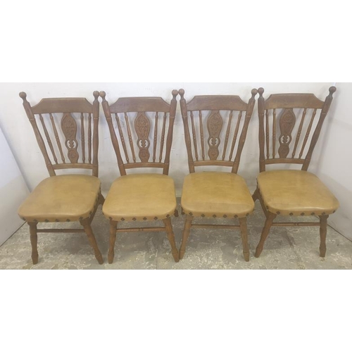 117 - 4 Carved Spindle Back Kitchen Dining Chairs with cream seats (4) A4