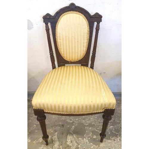 48 - Set of 6 Victorian Dining Chairs with carved hoop backs, lemon upholstery (6) (A2)