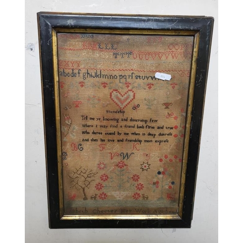 F/g Sampler of Elizabeth Chester aged 11 1851, 50cm x 36cm