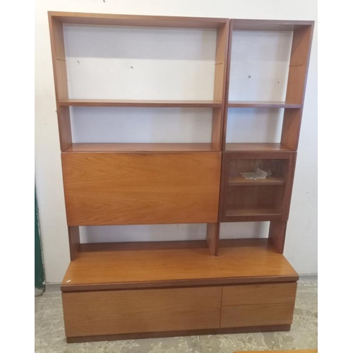 21 - Mid Century Design Teak Encore White & Newton Modular Unit in 5 parts W153cm x D49cm x H20cm (A14)