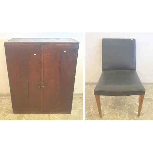 101 - 2 Door Cabinet/cupboard with 5 shelves to interior W92cm x D43cm x H104cm & Black Leather Chair (2) ... 