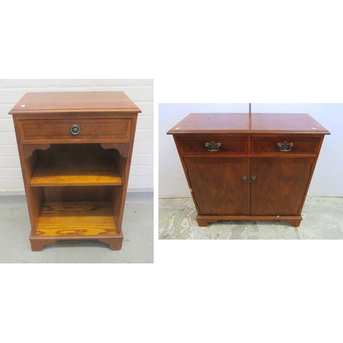 113 - Yew Wood Regency Style Sideboard with 2 drawers over 2 doors, brass swan neck handles, approx. 80cm ... 