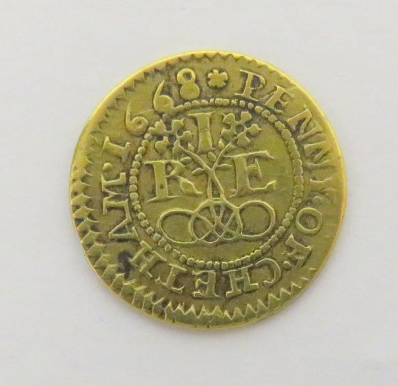 C17th Coin Token marked 1668 penny of Chetham IRE Richard Len His Half