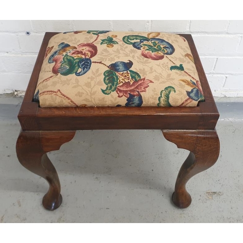 51 - Victorian Foot Stool on cabriole supports with drop-in upholstered top, approx. 40cm W x 30cm D x 44... 